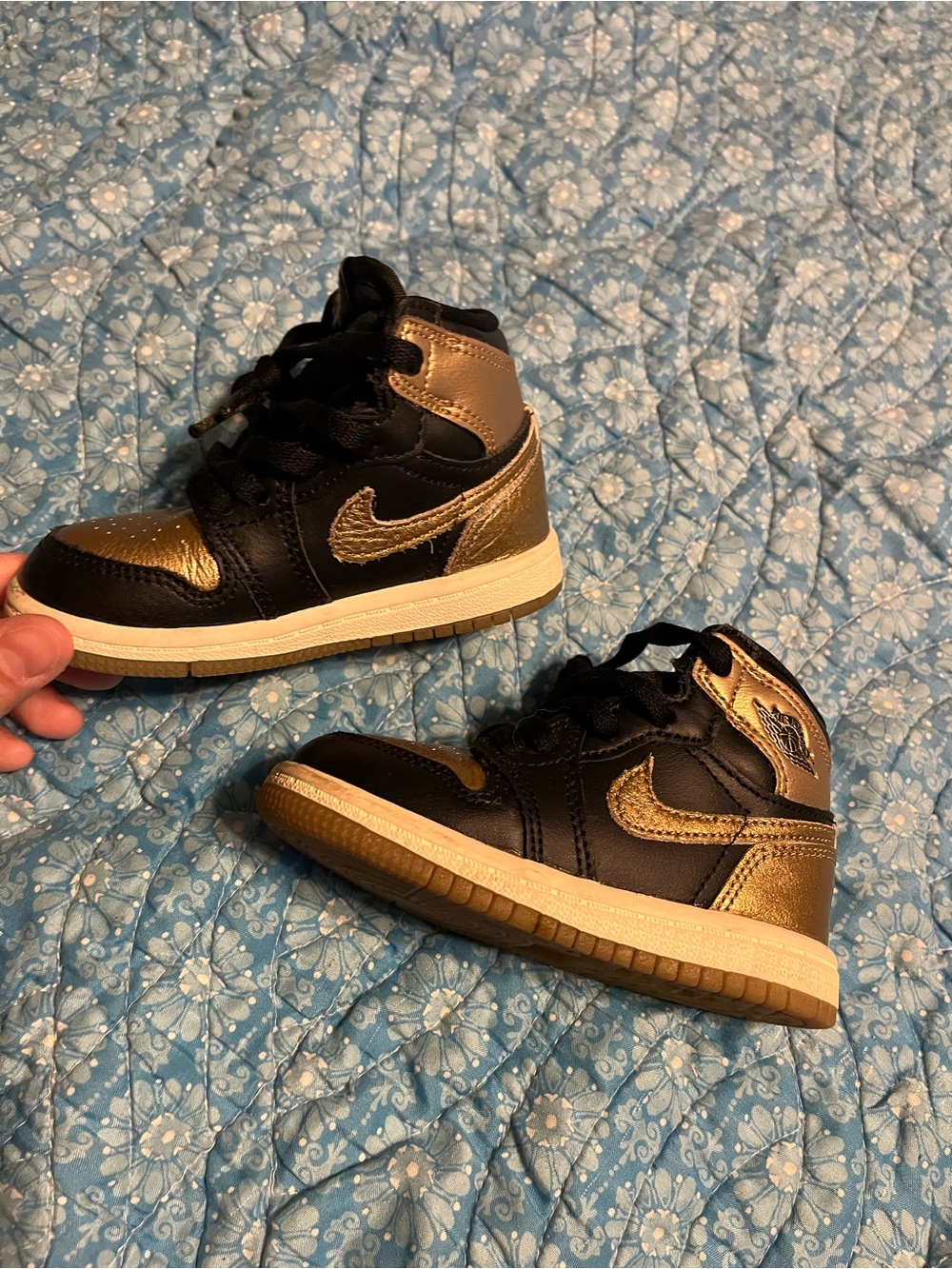 Nike Kids Black and Gold High-Top Sneakers